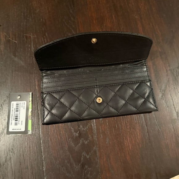 Badgley Mischka Women's Quilted Faux Leather Long Wallet - Black - Picture 5 of 5